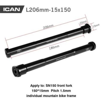 Ось сквозная ICAN Thru Axle, передняя под шестигранник, с гайкой для вилки SNK-150, ThruAxle-SNK-150 / Оси и запчасти к ним | Спорт и отдых | V4.Ru: Маркетплейс