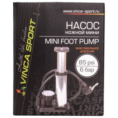 Насос ножной мини Vinca Sport, Мax 85psi (6 бар), авто/вело ниппель, алюм. корпус, игла для мяча, FP 1845D / Велосипедный насос | Спорт и отдых | V4.Ru: Маркетплейс