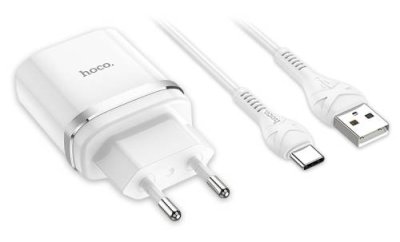 Сетевое зарядное устройство Hoco (C72Q) Quick Charger 3.0 USB 18W + кабель Type C (белый) / Сетевые зарядные устройства | Электроника | V4.Ru: Маркетплейс