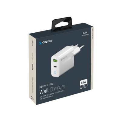 Сетевое зарядное устройство Deppa Wall charger (11397) 65W/ 5A (USB-A/ Type-C/ PD 3.0/ QC 3.0) с индикатором (белый) / Сетевые зарядные устройства | Электроника | V4.Ru: Маркетплейс