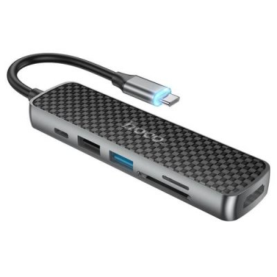 Переходник HOCO (HB24) 6 в 1 Type-C на HDMI/USB3.0/USB2.0/SD/TF/PD (Metal Gray) / Адаптеры и переходники | Электроника | V4.Ru: Маркетплейс