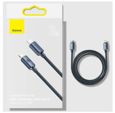 Кабель Baseus Data Cable Fast Charging 20W (Type-C) на (Lightning) (CAJY000201) 120см тканевая оплётка (черный) / Кабели | Электроника | V4.Ru: Маркетплейс