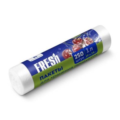 Пакеты для хранения продуктов Fresh, 1 л, 19x24 см, 250 шт / Пакеты для упаковки продуктов | Товары для дома | V4.Ru: Маркетплейс