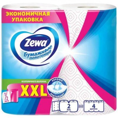 Полотенца бумажные Zewa XXL Декор, 2 шт, 2 слоя, 1/2 листа / Бумажные полотенца, салфетки, вата | Товары для дома | V4.Ru: Маркетплейс