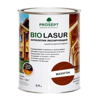 Антисептик лессирующий Prosept Bio Lasur, махагон, 0.9 л, готовый состав / Грунты, растворители, спецрастворы | Товары для дома | V4.Ru: Маркетплейс