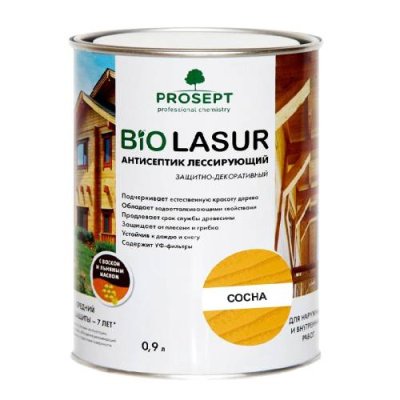 Антисептик лессирующий Prosept Bio Lasur, сосна, 0.9 л, готовый состав / Грунты, растворители, спецрастворы | Товары для дома | V4.Ru: Маркетплейс