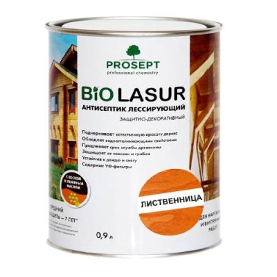 Антисептик лессирующий Prosept Bio Lasur, лиственница, 0.9 л, готовый состав / Грунты, растворители, спецрастворы | Товары для дома | V4.Ru: Маркетплейс