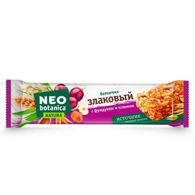 Батончик злаковый Neo-Botanica Natura, с фундуком и изюмом, 29 гр / Завтраки | Продукты питания | V4.Ru: Маркетплейс