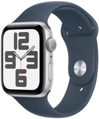 Apple Watch SE 2023, 44 мм, корпус из алюминия серебристого цвета, спортивный ремешок цвета «грозовой синий», размер M/L / Watch SE 2023 | Электроника | V4.Ru: Маркетплейс