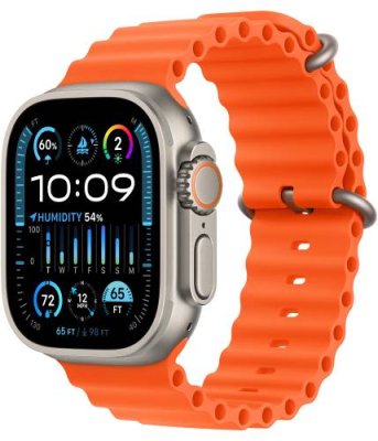 Apple Watch Ultra 2 GPS + Cellular, 49 мм, корпус из титана, ремешок Ocean оранжевого цвета / Watch Ultra 2 | Электроника | V4.Ru: Маркетплейс