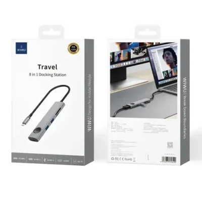 Адаптер Wiwu Travel 8 в 1 Type-C на USB 3.0х2/SD/TF/HDMI/DATA (WI-HB8001) (Grey) / Адаптеры и переходники | Электроника | V4.Ru: Маркетплейс