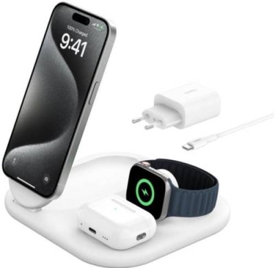 Беспроводное зарядное устройство Belkin Boost Charge Pro 3in1 MagSafe Qi2, 15вт, белый / Беспроводные зарядные устройства | Электроника | V4.Ru: Маркетплейс