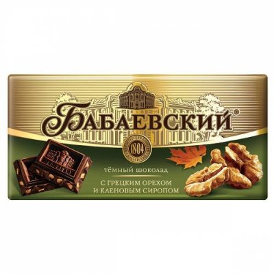 Шоколад «Бабаевский» с грецким орехом и кленовым сиропом, 90 г Темный шоколад / Продукты питания | V4.Market