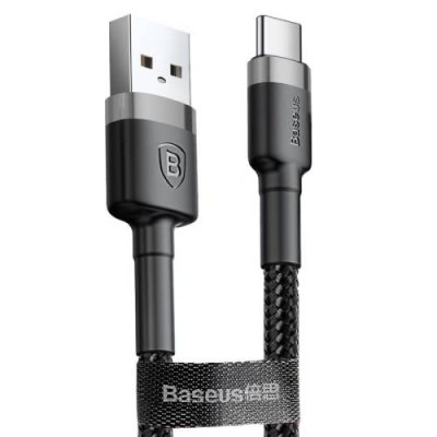 Кабель Baseus Cafule Cable 3,0A (USB) на (Type-C) (CALKLF-BG1) 100см тканевая оплётка (черный) / Кабели | Электроника | V4.Ru: Маркетплейс