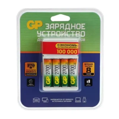 Зарядное устройство GP для аккумуляторов + АКБ 2700 мАч (АА) 4шт/кабель micro USB (GPU411270AAHCWA12FR-CR) / Аккумуляторные батарейки | Электроника | V4.Ru: Маркетплейс