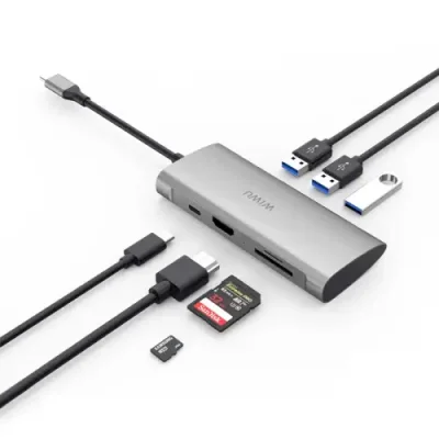 Адаптер WIWU Alpha 7 в 1 USB-C HUB на USB 3.0*3/Type-C/SD/HDMI/Micro SD (A731HP) (Gray) / Адаптеры и переходники | Электроника | V4.Ru: Маркетплейс